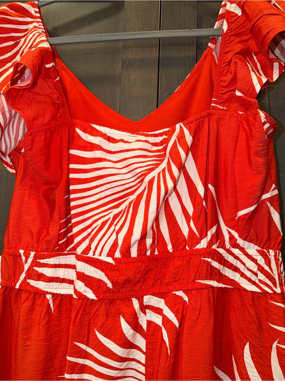 NAIF Red and White Palm-Print Maxi Dress NWT Size XL - Picture 4 of 5